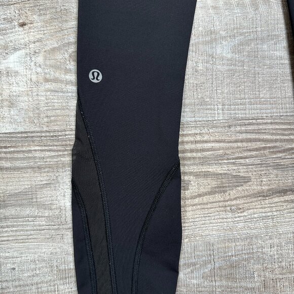 Lululemon Women’s Size 4 Black 25" Length Leggings With Zip Pockets And Mesh - Picture 7 of 11